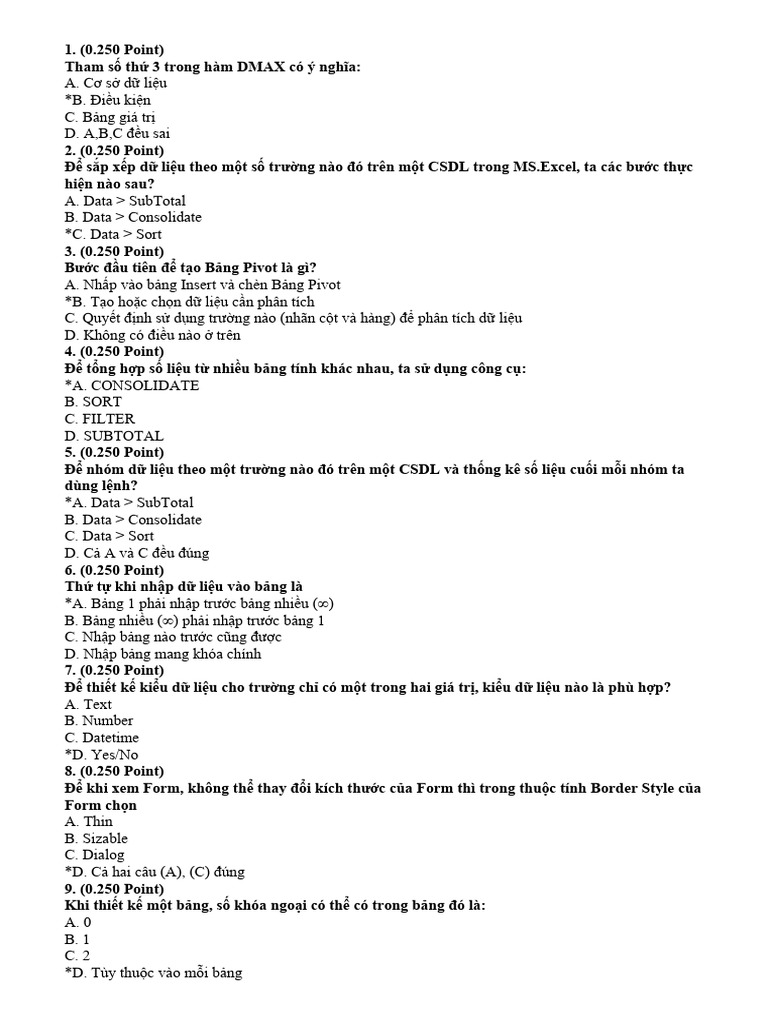 Trắc Nghiệm CS 201 | PDF