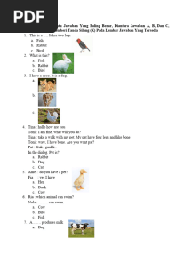 Soal Bahasa Inggris Kls 1 (Animal)
