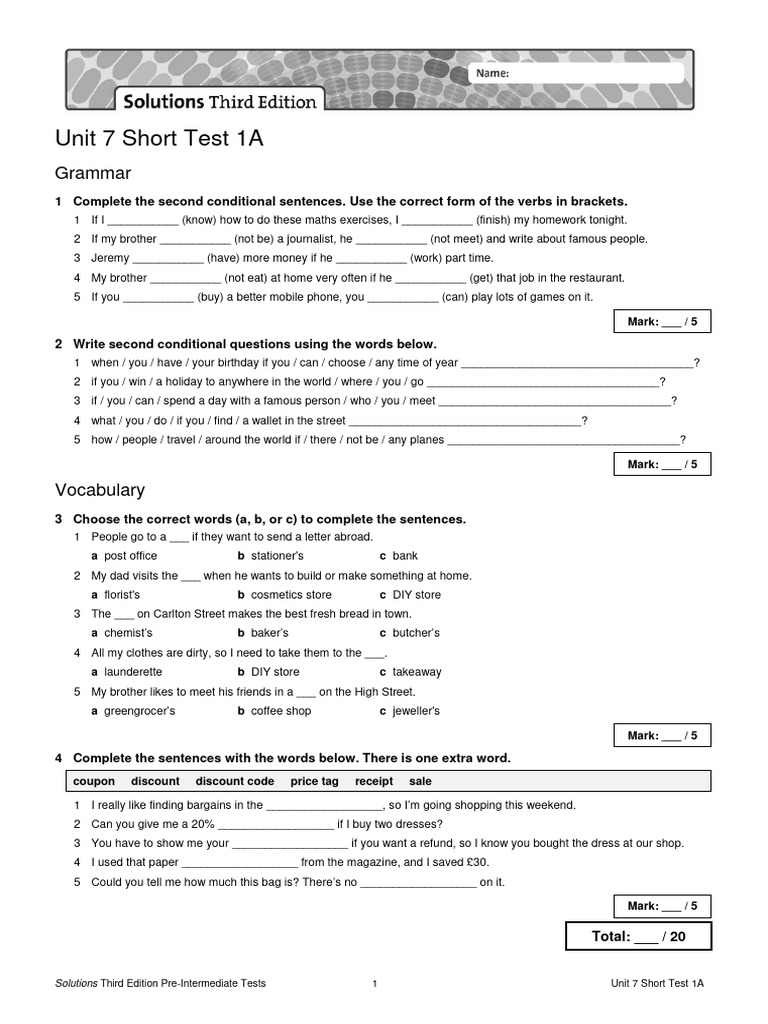 Short Test 7 | PDF | Linguistics
