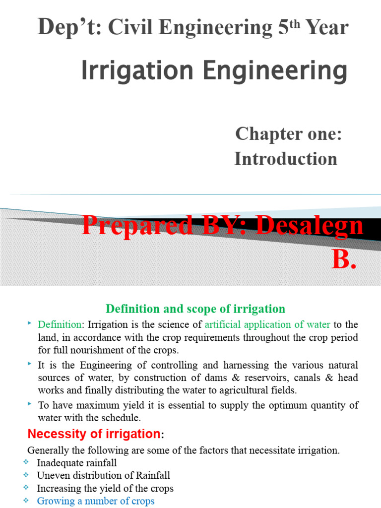 Irrigation Engineering Overview | PDF | Irrigation | Soil