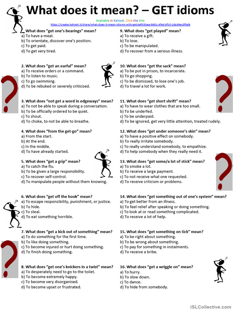 What Does It Mean Idioms With GET | PDF | Clothing