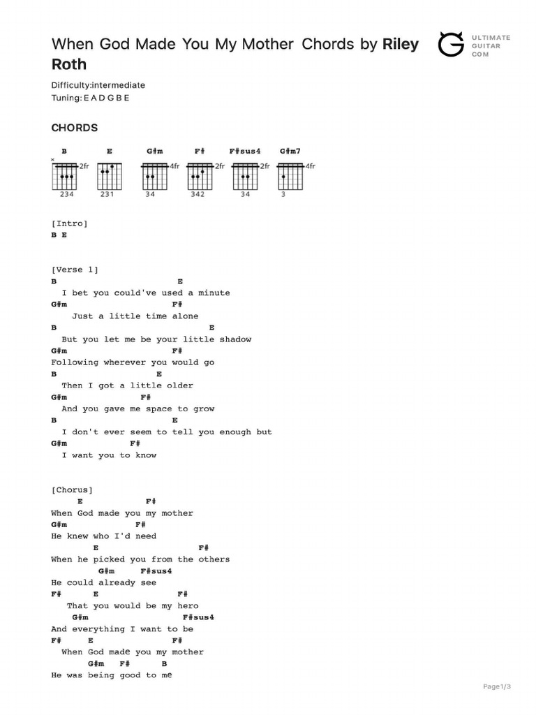 when-god-made-you-my-mother-chords-pdf