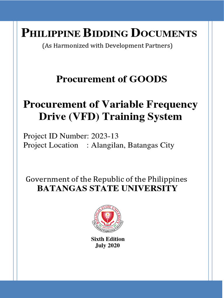 Philippine Bidding Documents for VFD System | PDF | Procurement | Business