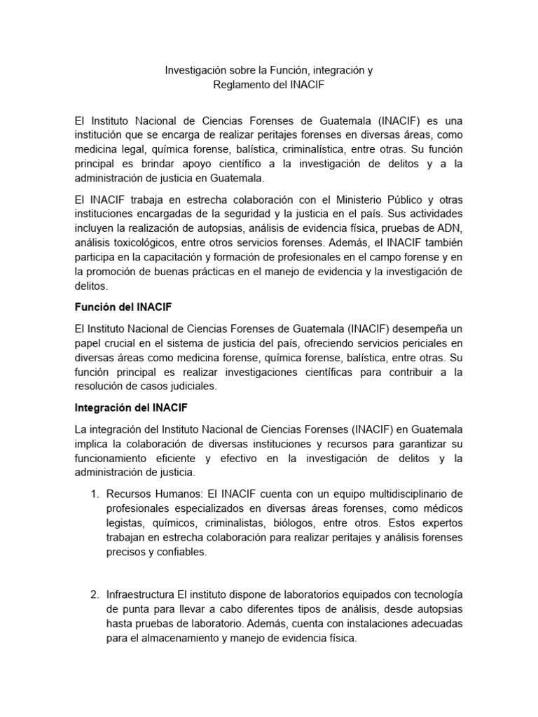Funciones y Estructura del INACIF en Guatemala | PDF | Ciencia forense ...