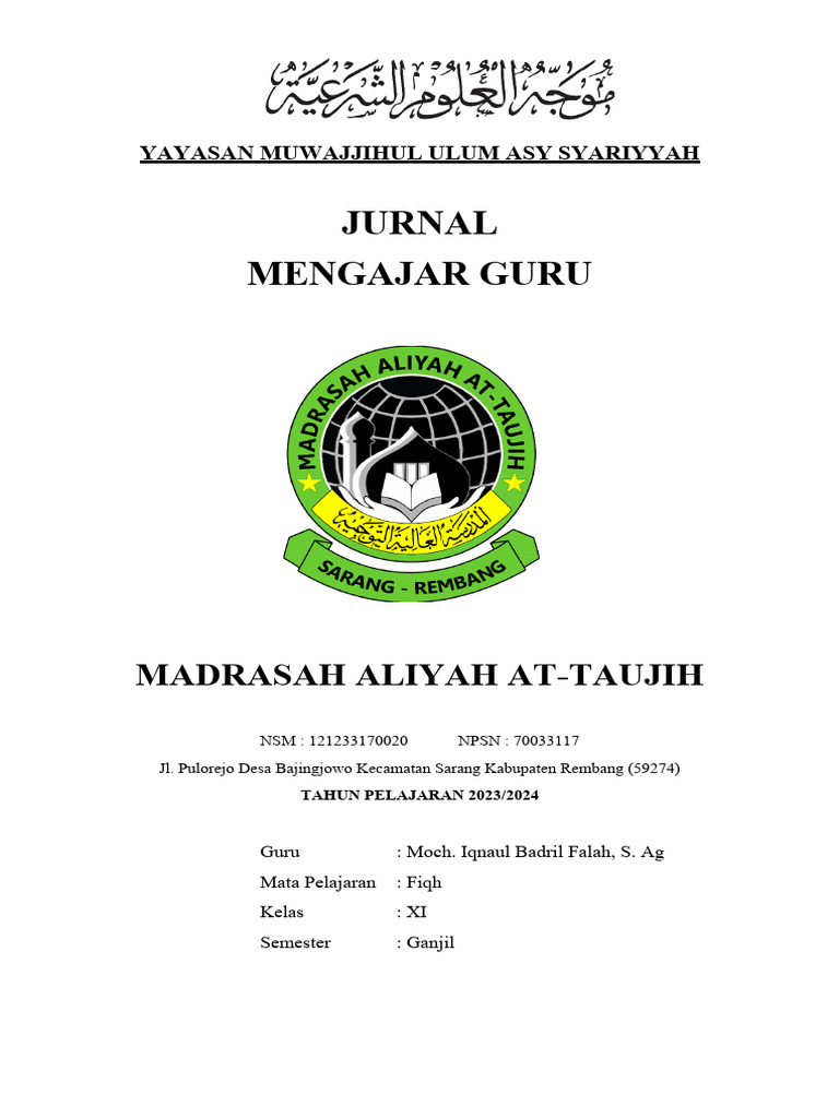 Jurnal Mengajar Guru Kelas XI 2023/2024 | PDF