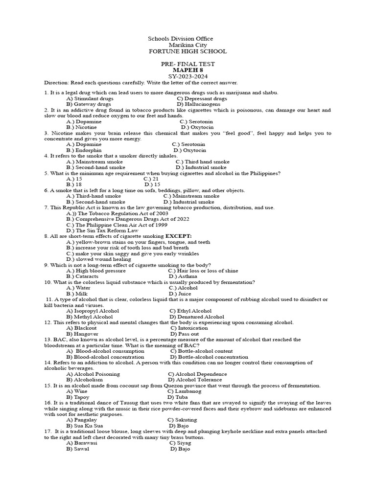 Q4 pre final test mp4 download free pdf tobacco smoking addiction