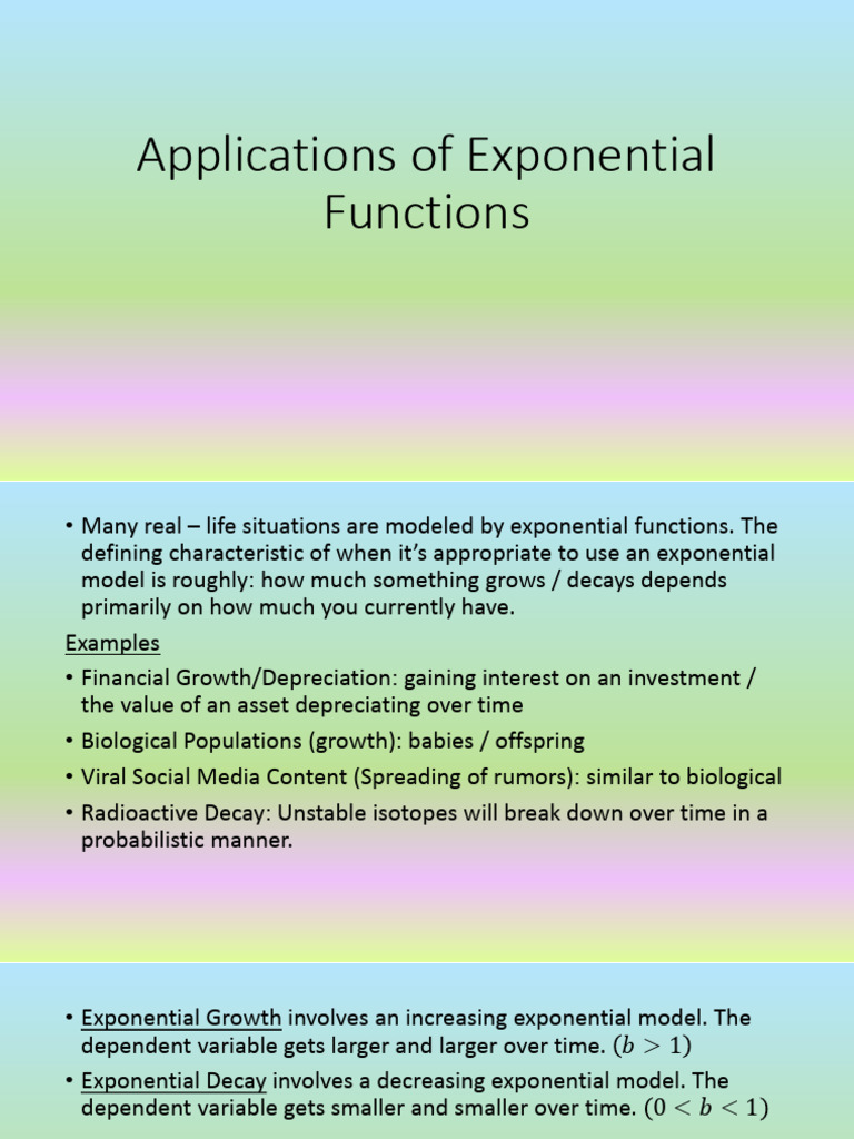 Applications of Exponential Functions | PDF | Radioactive Decay ...