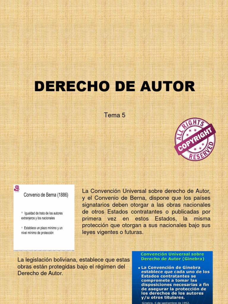 Tema 5 Derecho de Autor | PDF | Derechos de autor | Autor