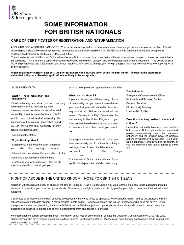 British Citizenship and Passport Guidance | PDF | Passport | Nationality