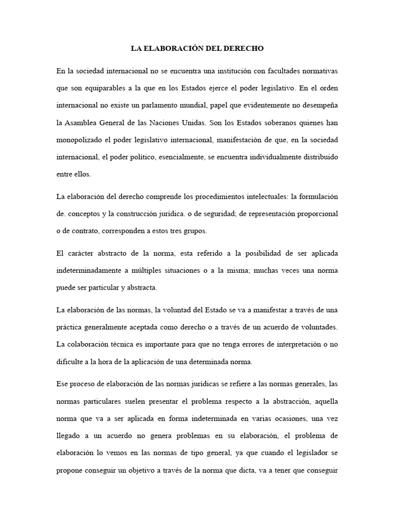 Proceso de Elaboración del Derecho Internacional | PDF | Ley ...