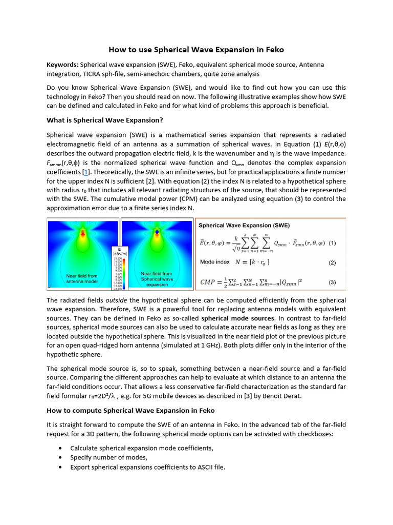 Spherical Wave Expansion in Feko | PDF | Antenna (Radio) | Sphere