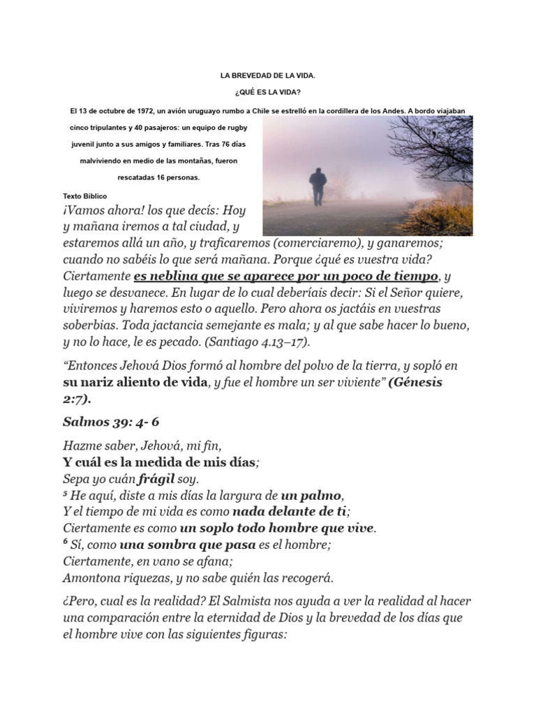 La Brevedad de la Vida y su Significado | PDF | Contenido bíblico