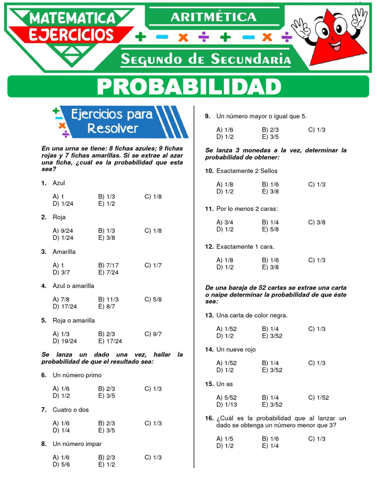 Probabilidad para Segundo Grado de Secundaria | Descargar gratis PDF ...