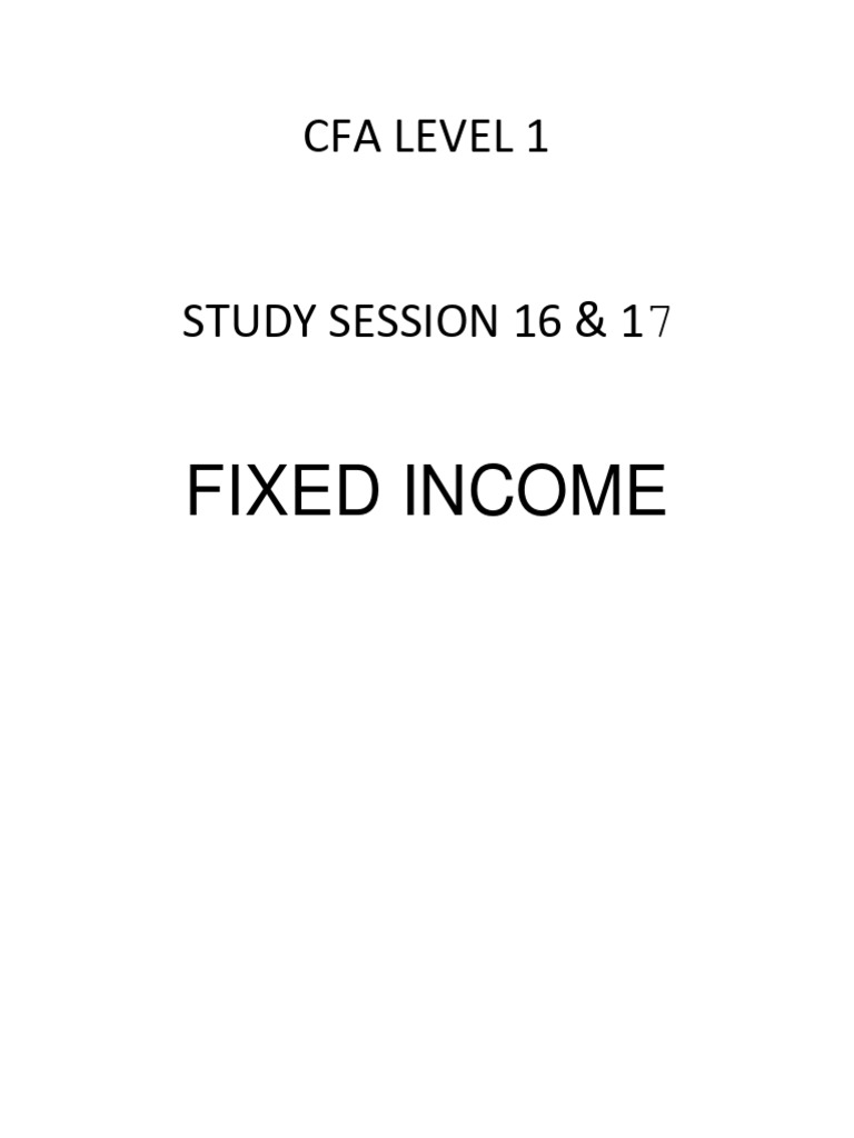 CFA Level 1 Fixed Income Overview | PDF | Bonds (Finance ...