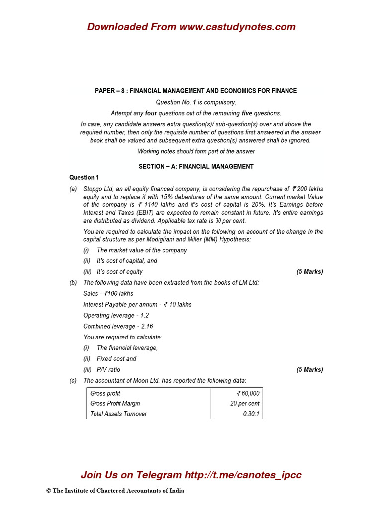 P8 FM Eco New Suggested CA Inter May 18 | PDF | Net Present Value ...