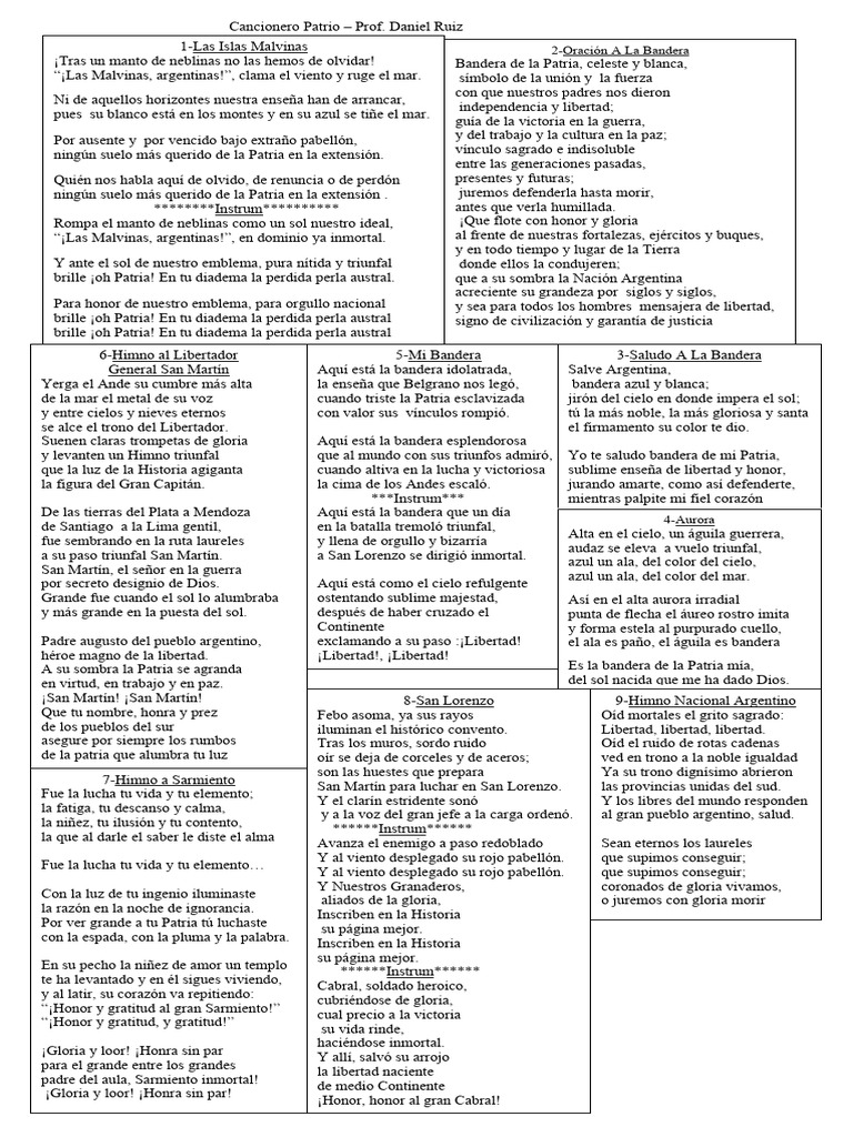 Himnos y Poemas Patrios Argentinos | PDF
