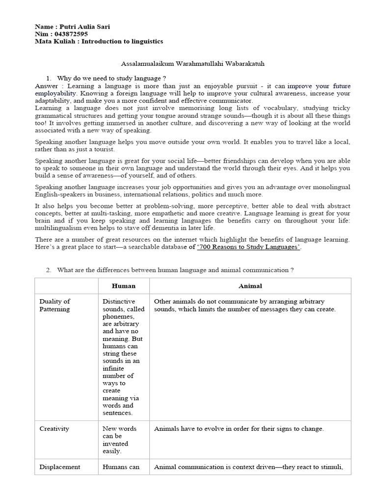 Introduction to Linguistics Q&A | PDF | Linguistics | Human Voice
