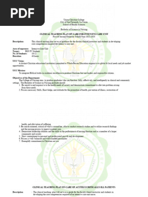 ICU Clinical Teaching Plan 1