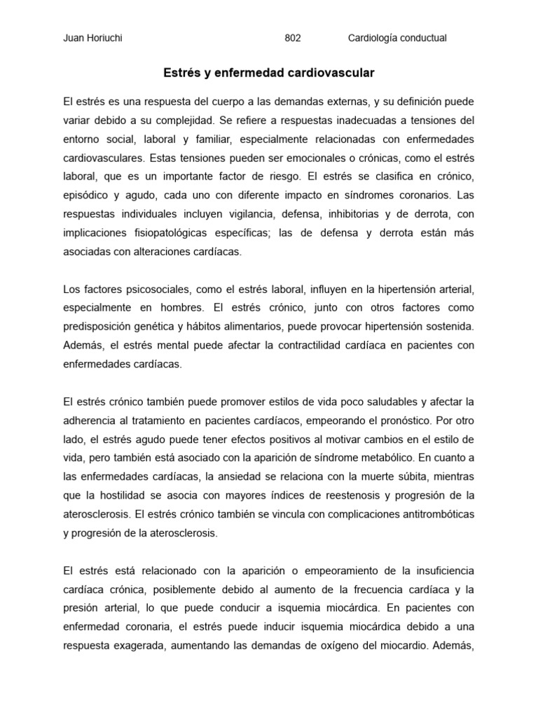 Estrés y su impacto en la salud cardíaca | PDF | Enfermedades ...