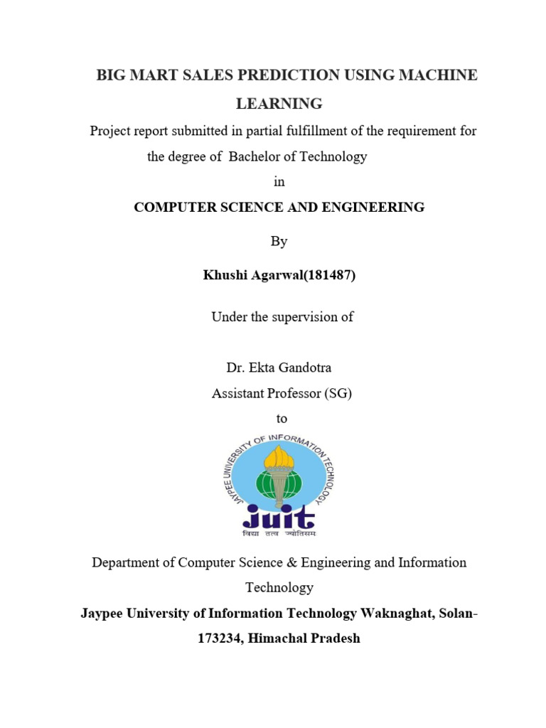 Big Mart Sales Prediction Using Machine Learning | PDF | Mean Squared ...