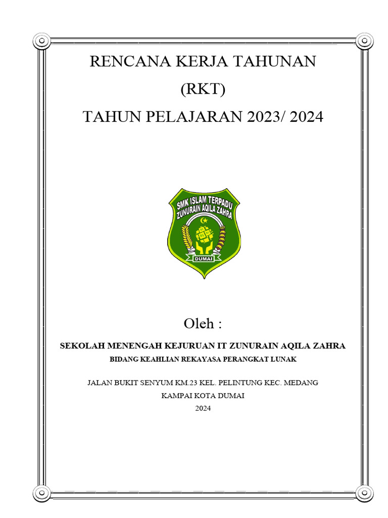 Contoh RKT Sekolah 2024 Terbaru | PDF | Seni