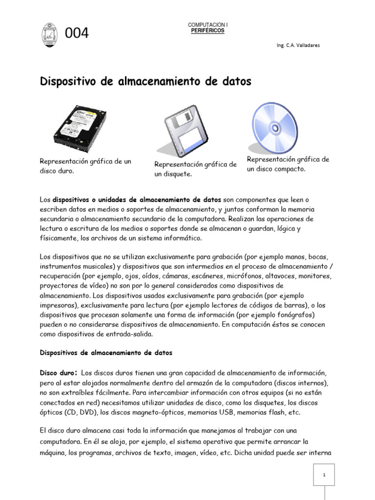 Dispositivos de Almacenamiento en Computación | PDF | Hardware de la ...