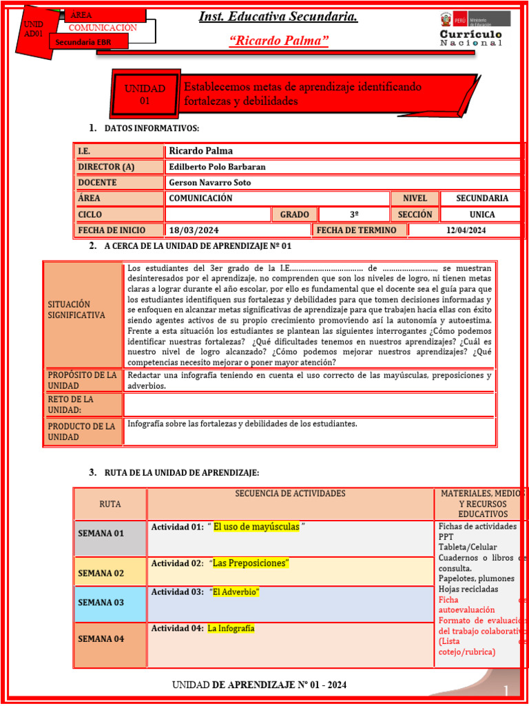3 Unidad 1 | PDF | Aprendizaje | Evaluación