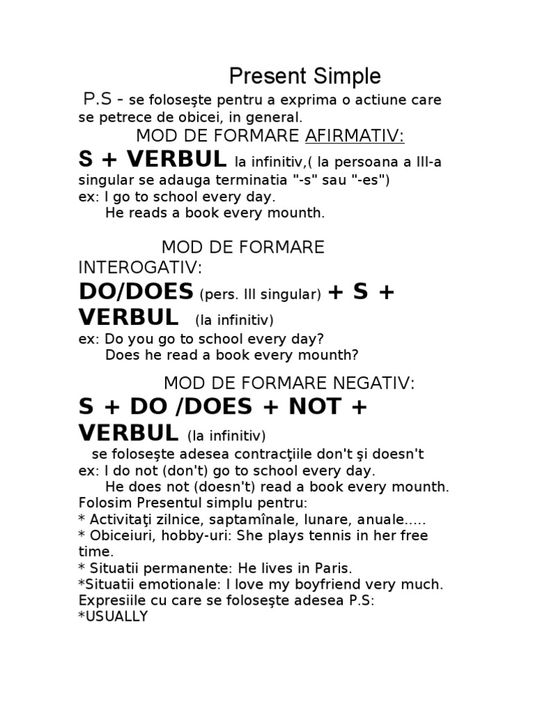 Present Simple Tense Explained | PDF