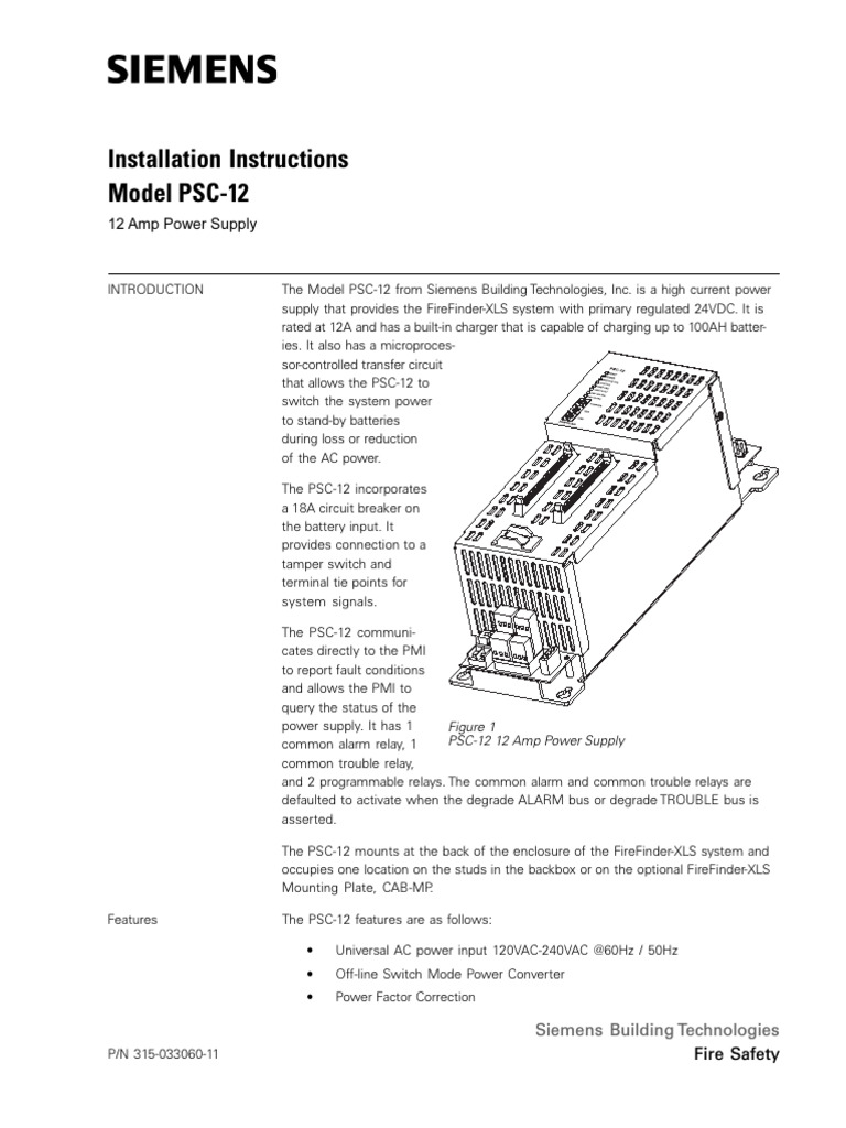 PSC-12 Power Supply Installation Guide | PDF | Battery Charger | Power ...