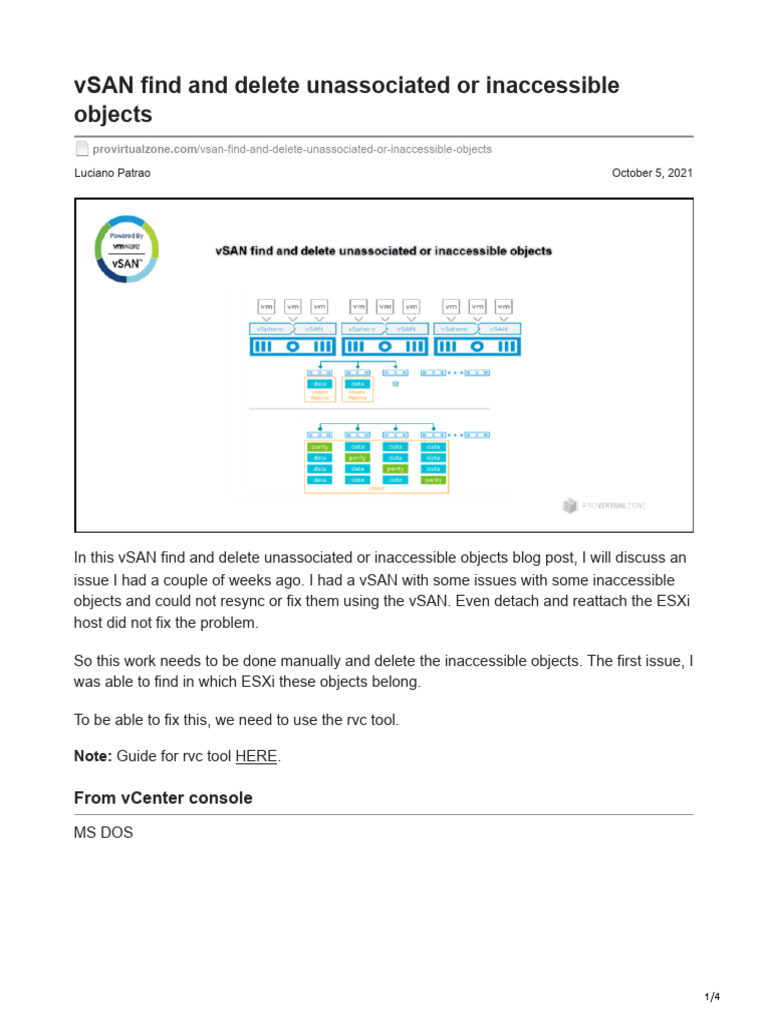 Delete Inaccessible vSAN Objects Guide | PDF | Software | Computing