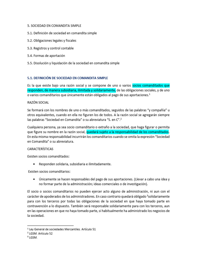 Razón Social en Sociedad Comandita Simple | PDF | Sociedad de ...
