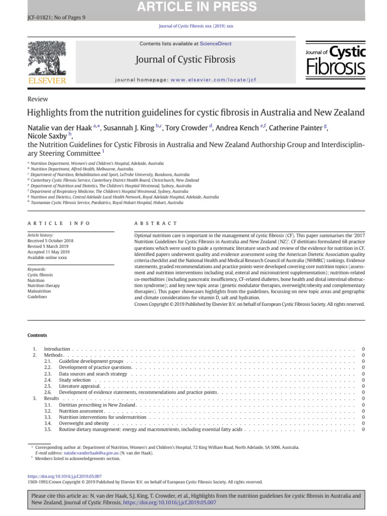 Highlights From The Nutrition Guidelines For Cystic Fibrosis | PDF ...