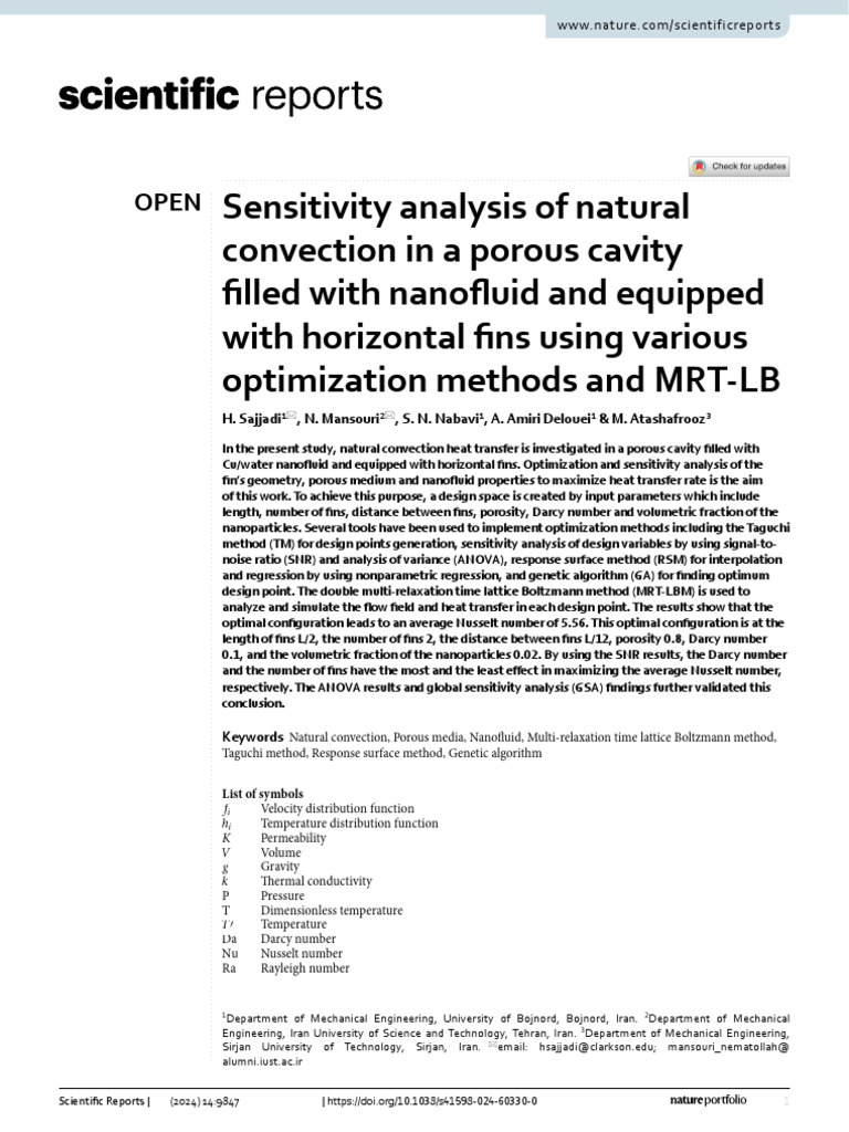 Sensitivity analysis of natural convection in a porous cavity filled