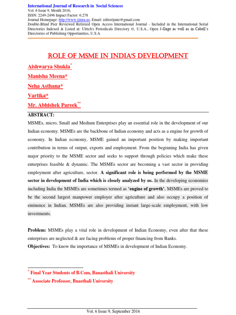 MSME's Impact on India's Economic Growth | PDF | Small And Medium Sized ...