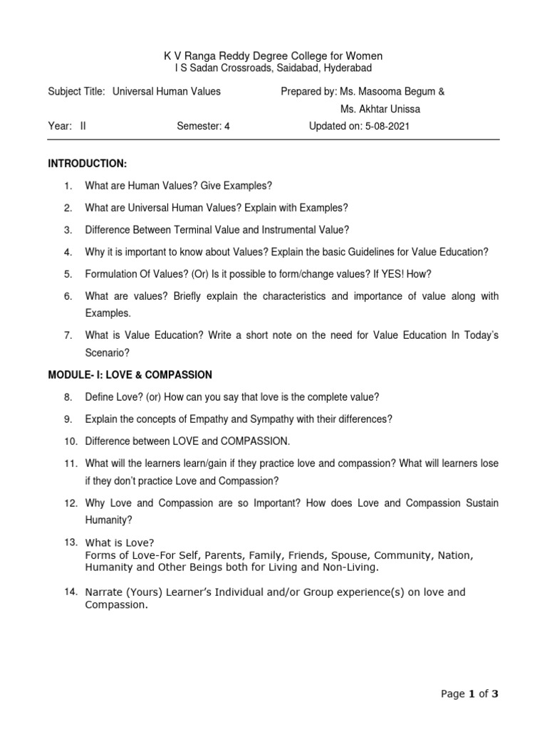 Universal human values pdf career growth
