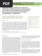 Download Detection of genes TEM OXA SHV and CTX-M in 73 clinical isolates of Escherichia coli producers of extended spectrum Betalactamases and determination of their susceptibility to antibiotics by iMedPub SN73195030 doc pdf