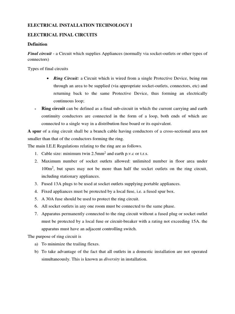 Domestic Lighting and Power Circuits | PDF | Electrical Connector | Ac ...