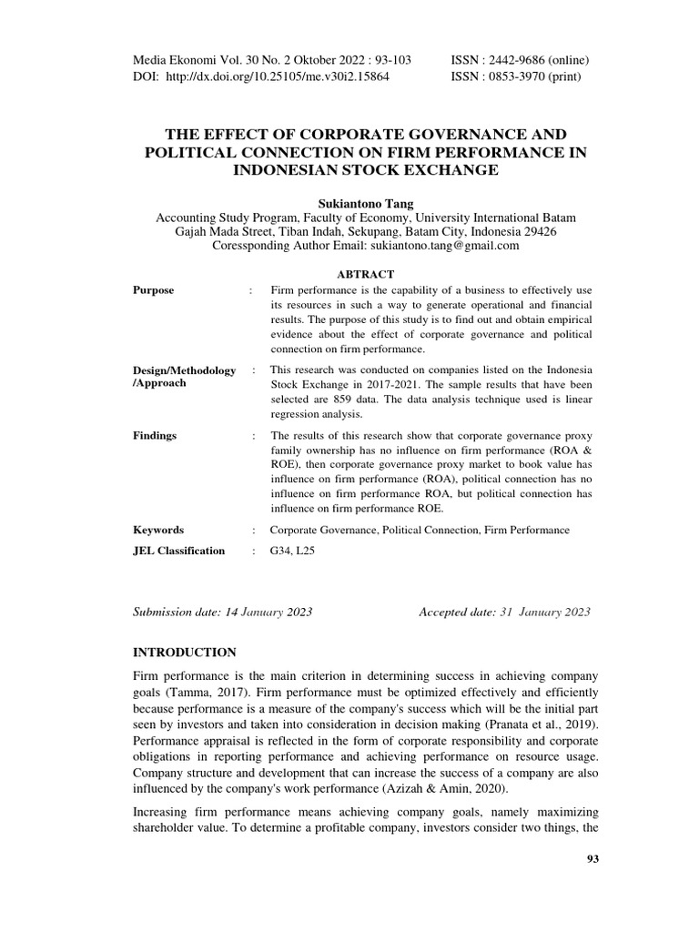 The Effect of Corporate Governance and Political C | PDF | Corporate ...