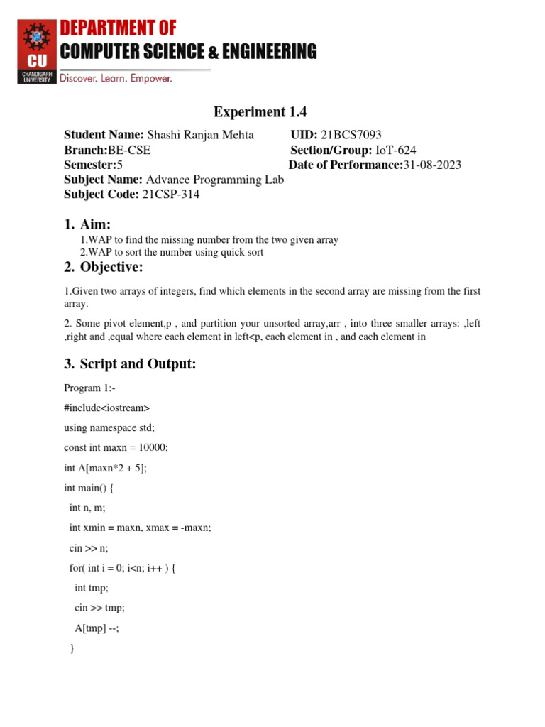 Ap Exp 4 | PDF | Algorithms And Data Structures | Object Oriented ...