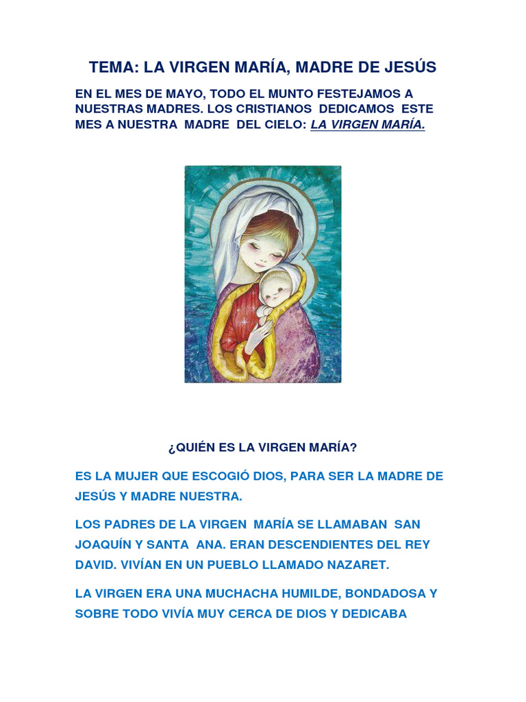 FICHA 14-05-24 LA VIRGEN MARÍA MADRE DE JESÚS - PD | Descargar gratis ...