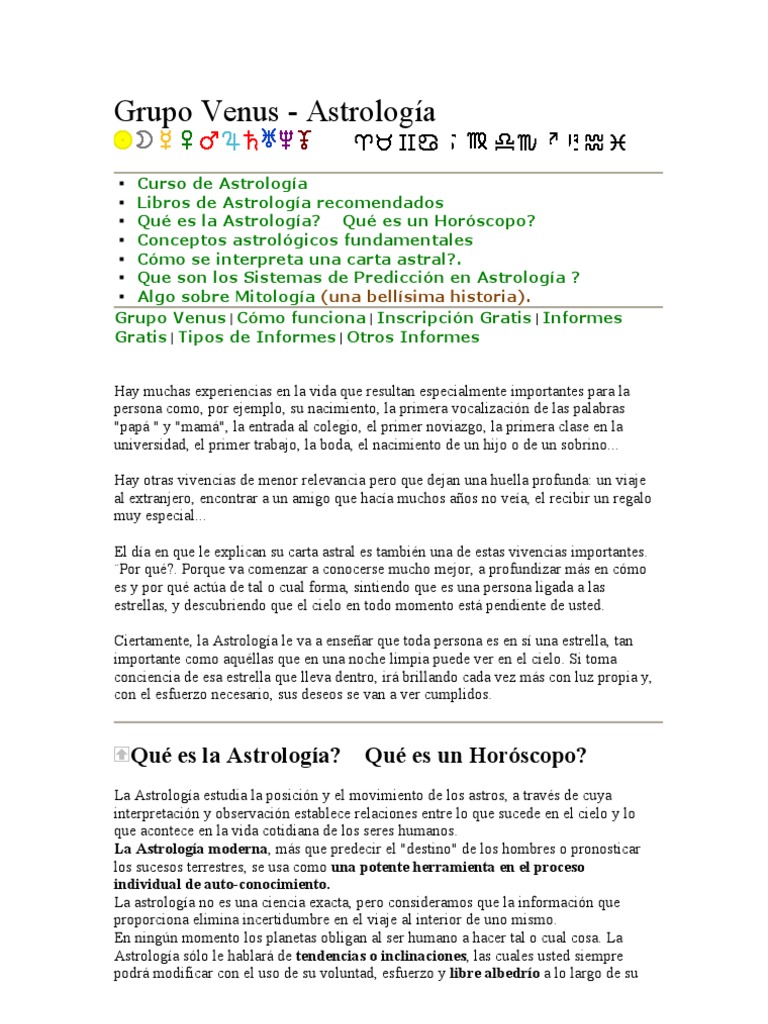 Astrología y Carta Astral en Grupo Venus | PDF | Horóscopo | Zodíaco