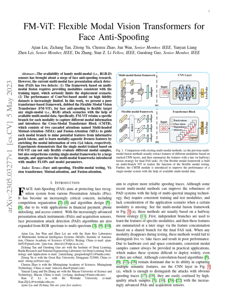 Fm-Vit: Flexible Modal Vision Transformers For Face Anti-Spoofing | PDF ...