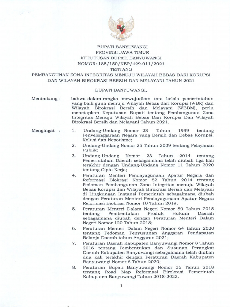 SK NO 150 TAHUN 2021 Pembangunan ZI | PDF