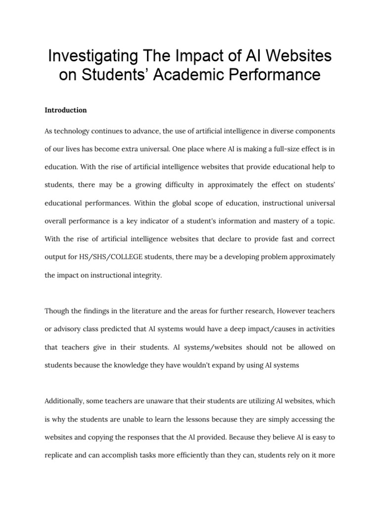 Investigating the impact of ai websites on students academic