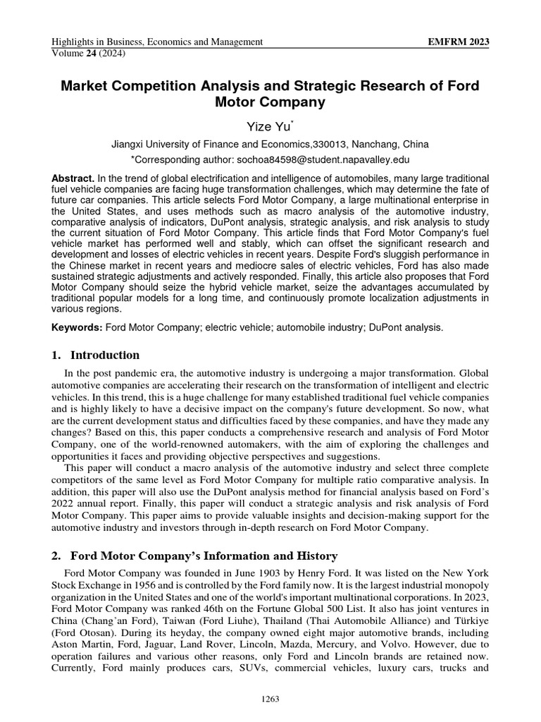Ford Motor Company Market Analysis 2023 | PDF | Ford Motor Company | Car