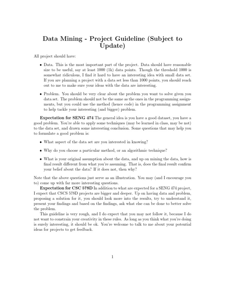 Data Mining Project Guidelines | PDF | Data | Cognition