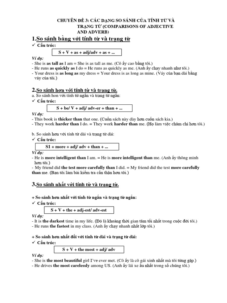 Comparisons of Adjectives and Adverbs | PDF | Language Arts & Discipline