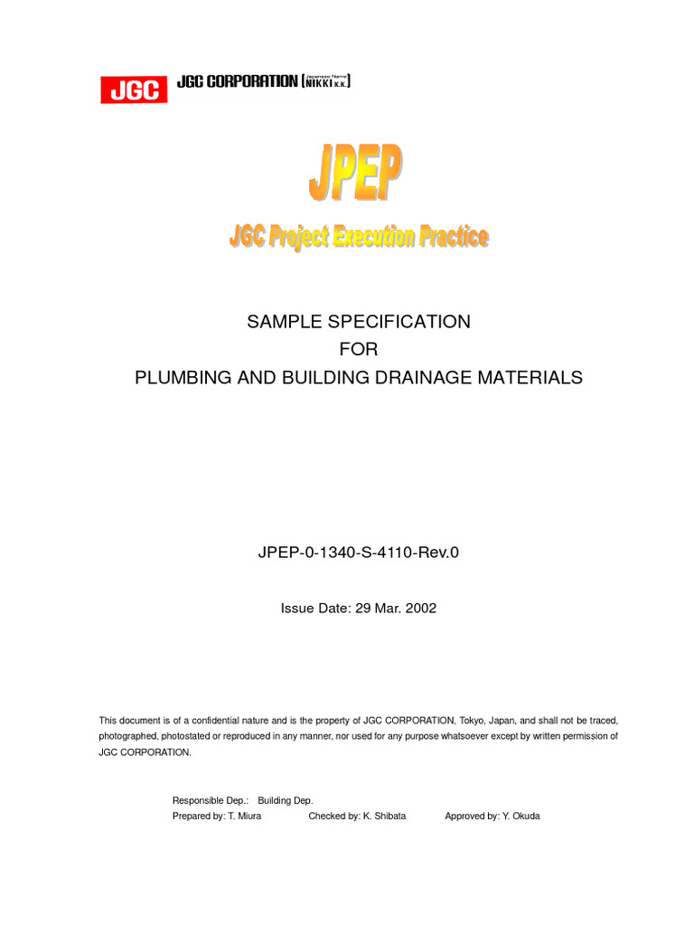 Sample Specification For Plumbing and Building Drainage Materials | PDF ...