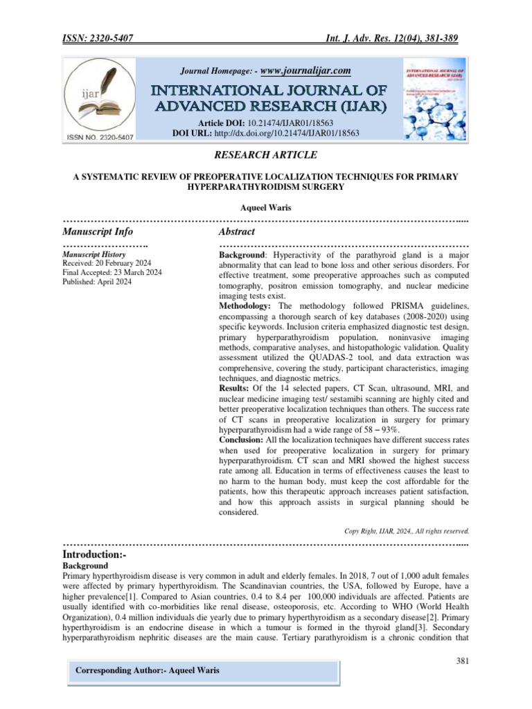 Preoperative Imaging for Hyperparathyroidism | PDF | Medical Imaging ...