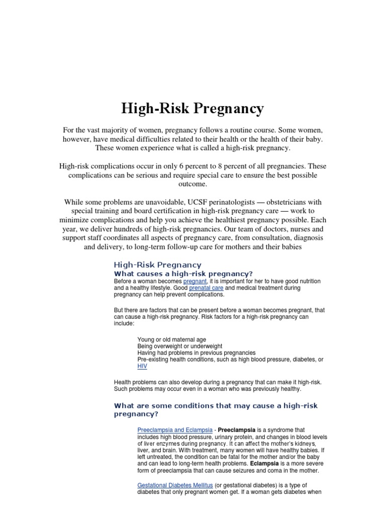 Medical Conditions and Pregnancy